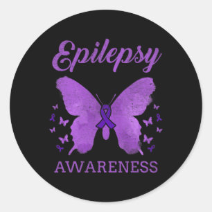 Epilepsiebewustzijn Vlinder Vintage Ronde Sticker