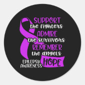 Epilepsy Awareness Admire Epileptic Warrior Surviv Ronde Sticker (Voorkant)