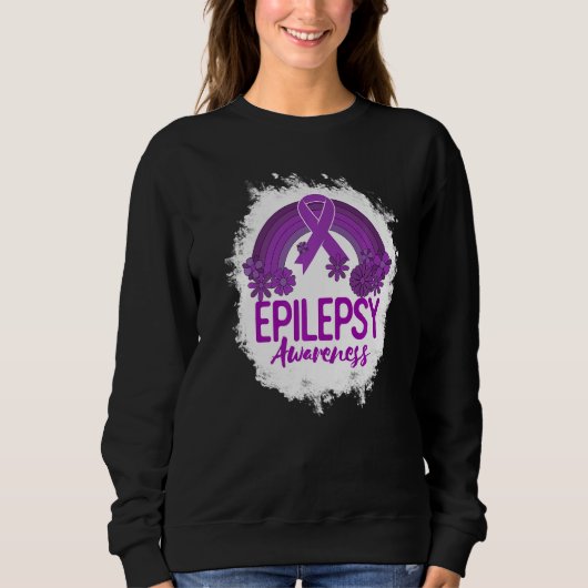 Epilepsy Awareness Bleached Rainbow Purple Ribbon Trui (Voorkant)