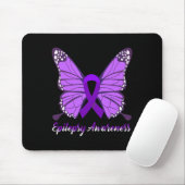 Epilepsy Awareness Butterfly Paars Ribbon Epileels Muismat (Met muis)