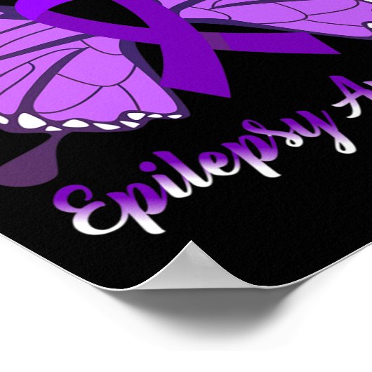 Epilepsy Awareness Butterfly Paars Ribbon Epileels Poster (Hoek)