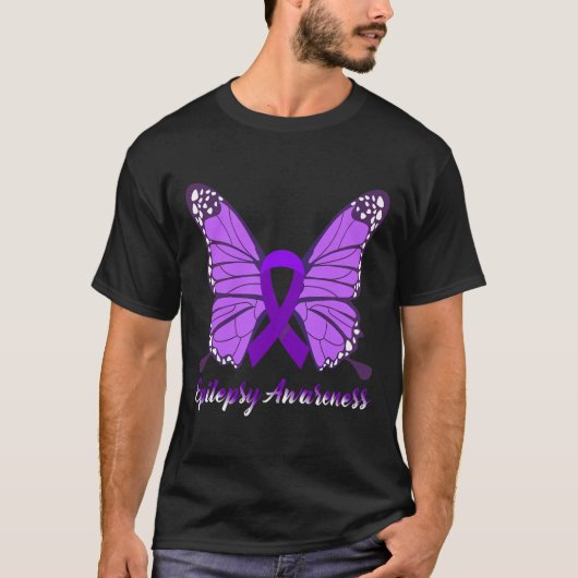 Epilepsy Awareness Butterfly Paars Ribbon Epileels T-shirt (Voorkant)