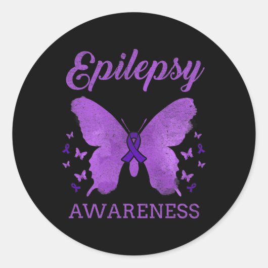 Epilepsy Awareness Butterfly Vintage Ronde Sticker (Voorkant)