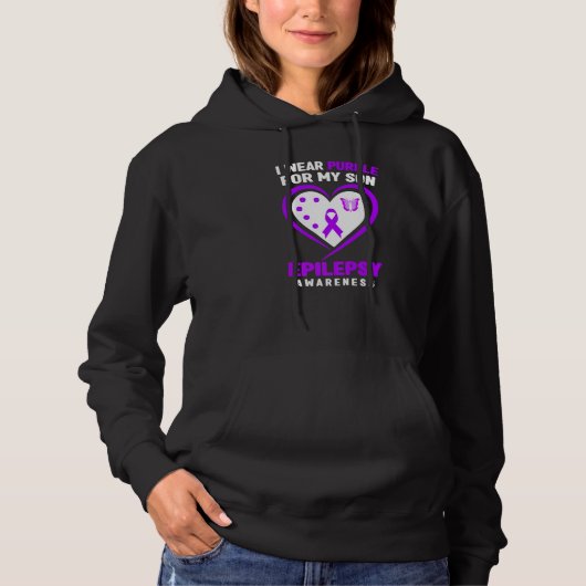 Epilepsy Awareness I Wear purple For My Son Hoodie (Voorkant)