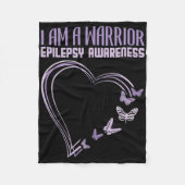Epilepsy Awareness I'm A Warrior Heart Butterfly Fleece Deken (Voorkant)