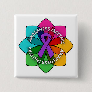 Epilepsy Awareness Matts Petals Vierkante Button 5,1 Cm