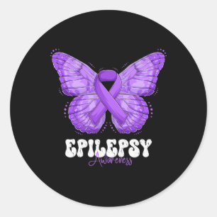 Epilepsy Awareness Month Paarse Ribbon Butterfly Ronde Sticker