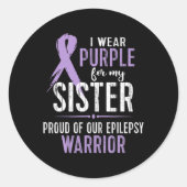 Epilepsy Awareness My Sister Warrior Tee Ronde Sticker (Voorkant)