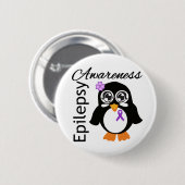 Epilepsy Awareness Penguin Ronde Button 5,7 Cm (Voorkant /achterkant)