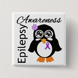 Epilepsy Awareness Penguin Vierkante Button 5,1 Cm