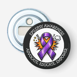 Epilepsy Awareness | Purple Awareness Ribbon Button Flesopener