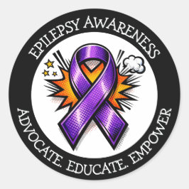 Epilepsy Awareness | Purple Awareness Ribbon Ronde Sticker