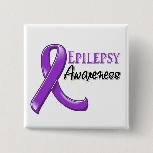 Epilepsy Awareness Ribbon Vierkante Button 5,1 Cm