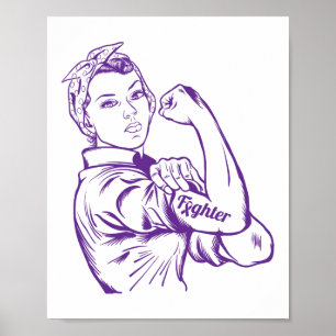 Epilepsy Awareness Rosie Riveter Fighter Ribbon Poster