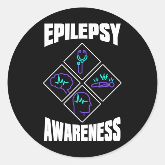 Epilepsy Awareness Specialize Epileptic Warrior Su Ronde Sticker (Voorkant)
