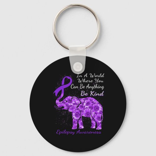 Epilepsy Awareness Sunflower Elephant Be Kind  Sleutelhanger (Voorkant)
