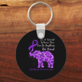 Epilepsy Awareness Sunflower Elephant Be Kind  Sleutelhanger (Voorkant)