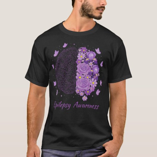 Epilepsy Awareness Support Squad Purple Brain Flow T-shirt (Voorkant)