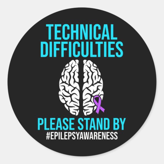 Epilepsy Awareness Technical Epileptic Warrior Sur Ronde Sticker (Voorkant)