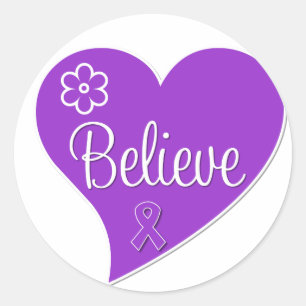 Epilepsy Believe Paars Heart Ronde Sticker