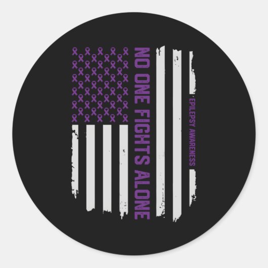 Epilepsy Bewustheid Amerikaanse vlag Epilepsie Ronde Sticker (Voorkant)