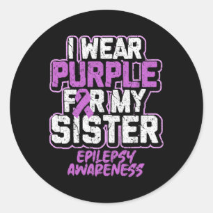Epilepsy Bewustheid dat ik Paars Draag heb voor mi Ronde Sticker