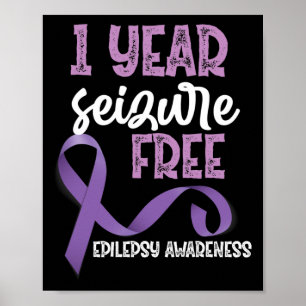 Epilepsy Bewustmaking 1 jaar Seizoensvrij Koolstof Poster