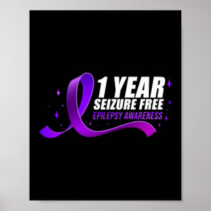 Epilepsy Bewustmaking 1 jaar Seizoensvrij Koolstof Poster