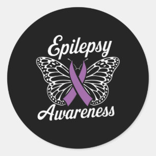 Epilepsy Bewustmaking Maand Paars Ribbon Advocate Ronde Sticker