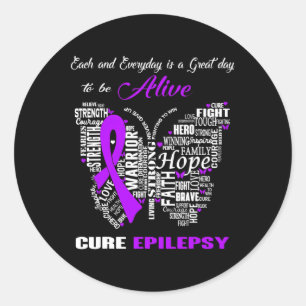 Epilepsy Bewustmaking Paarse Butterflies Ronde Sticker