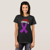 Epilepsy Christmas Hat Purple Awareness Ribbon Sei T-shirt (Voorkant volledig)