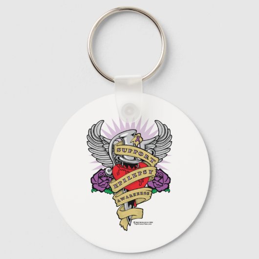 Epilepsy Dagger en Heart Tattoo Sleutelhanger (Voorkant)