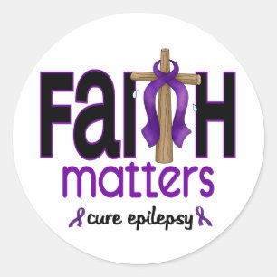 Epilepsy Faith Matters Cross 1 Ronde Sticker