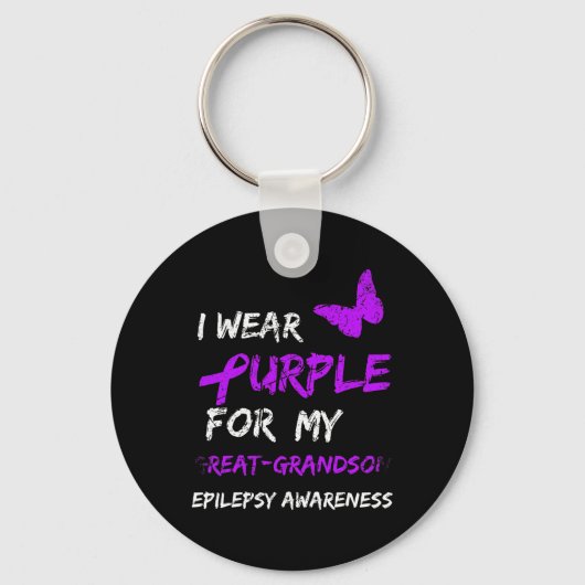 Epilepsy I Wear Purple For My Great-grandson Ribbo Sleutelhanger (Voorkant)