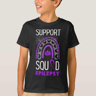 Epilepsy Paars Awareness Ribbon Squad Halloween H T-shirt