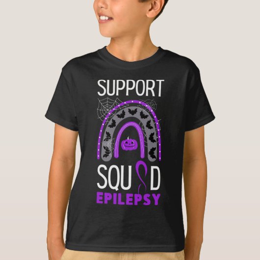 Epilepsy Paars Awareness Ribbon Squad Halloween H T-shirt (Voorkant)