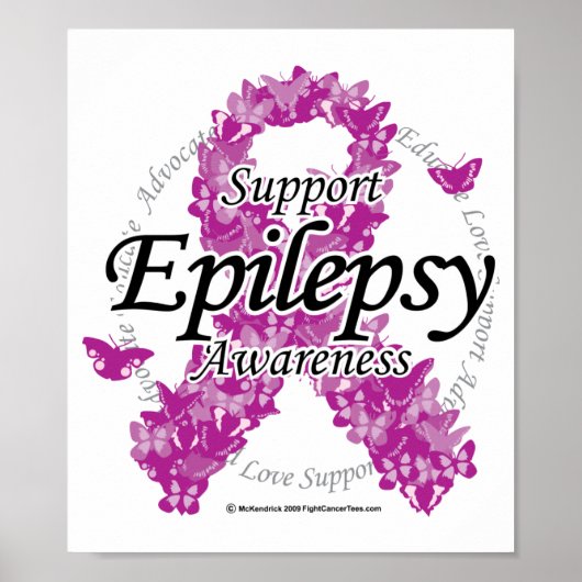 Epilepsy Ribbon of Butterflies Poster (Voorkant)