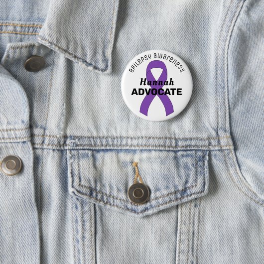 Epilepsy Ribbon White Button (In situ)