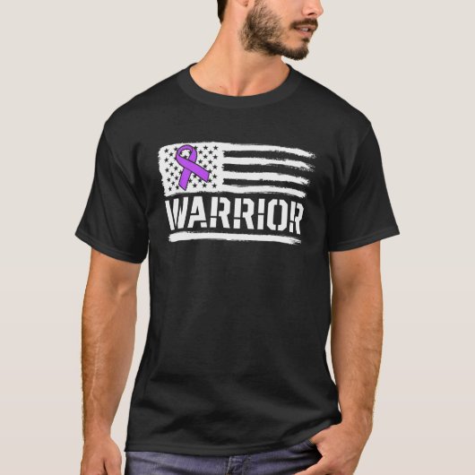 Epilepsy Warrior Gift Paarse American Flag Awarene T-shirt (Voorkant)