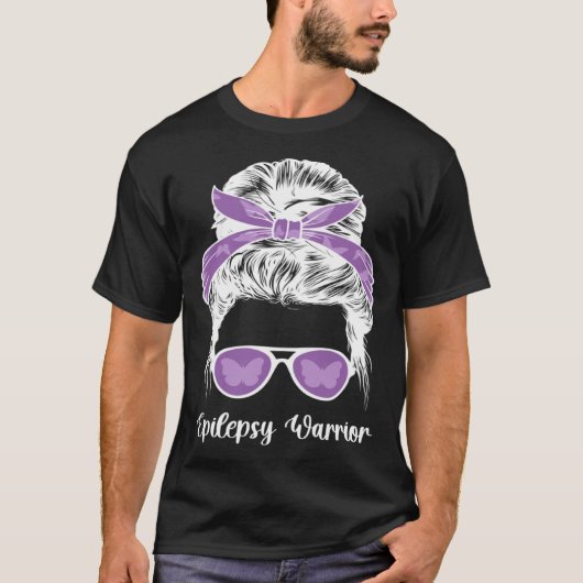 Epilepsy Warrior Messy Bun Epilepsy Awareness Mont T-shirt (Voorkant)