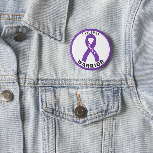 Epilepsy Warrior Ribbon White Button (In situ)