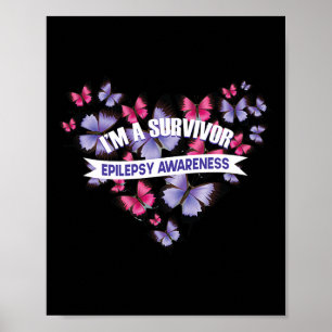 Epileptische krijger en Paarse lint Epilepsie Awar Poster
