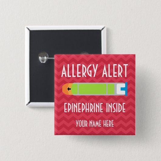 Epinephrine Allergy Alert Button (Voorkant /achterkant)