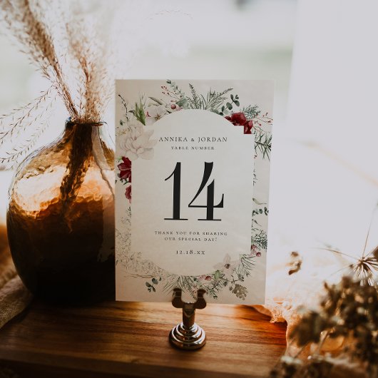 Épinette et dentelle | Carte de numéro de tableau 