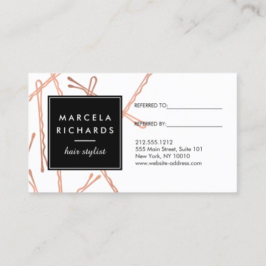 Épingles Bobby Rose Chic sur carte de référence no (Dos)