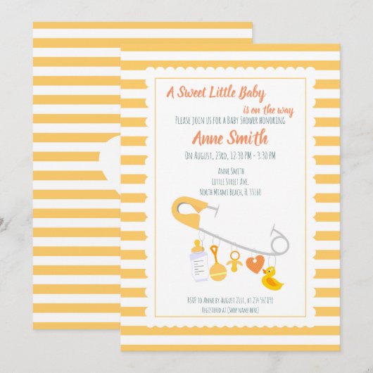 Épinglette charmes bébé Invitation à une baby show (Devant / Derrière)