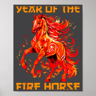 Episch maanjaard paard vuur jaar jaja nieuw Chinee Poster