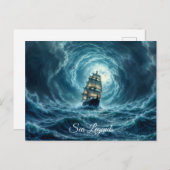 Episch storm boottocht maangolven avontuur briefkaart (Voorkant / Achterkant)
