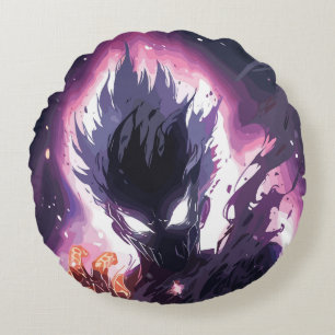 Epische Anime-Monsterillustratie Rond Kussen