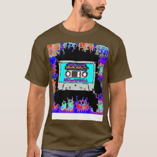 epische blauwe cassette-graffiti t-shirt